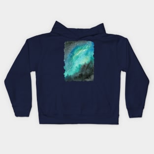 Milky Way Over Forest Watercolor Landscape Kids Hoodie